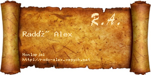 Radó Alex névjegykártya