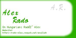 alex rado business card